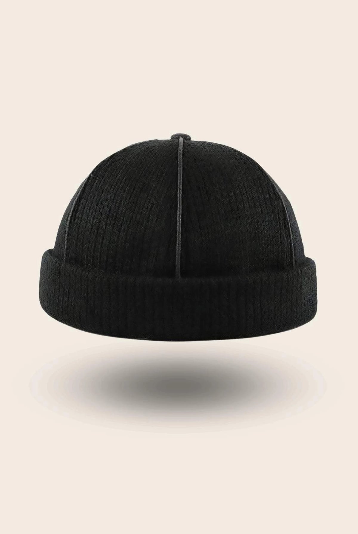 Bonnet docker Tricot noir, packshot vue de profil