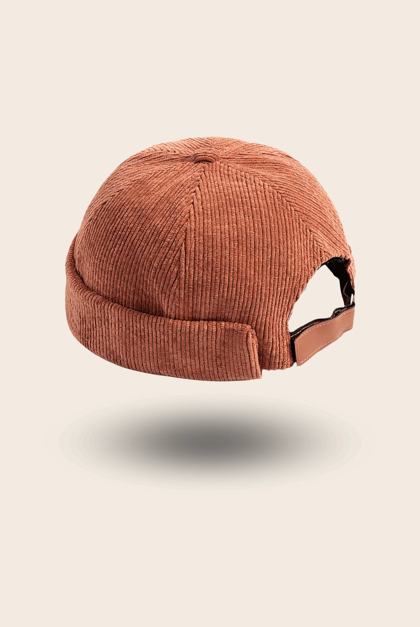 Bonnet docker Côtelé terracotta en velours côtelé, vue de trois quarts arrière