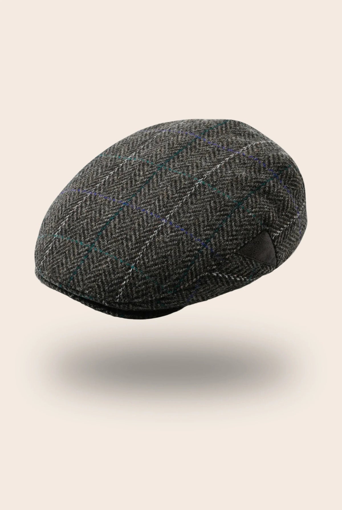 Casquette plate marron clair à carreaux