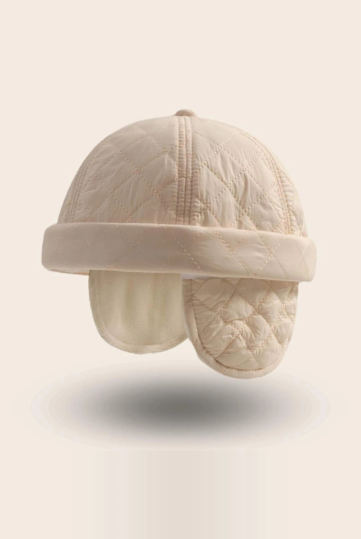 Bonnet docker Cache Oreille crème, packshot vue de profil