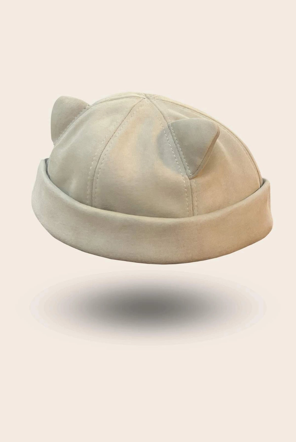 Bonnet docker Chaton beige, packshot vue de profil