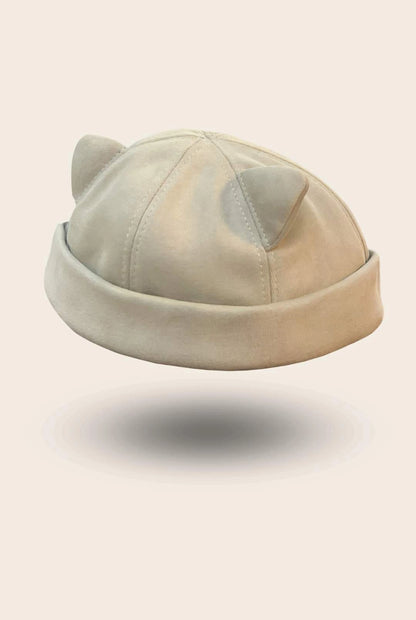 Bonnet docker Chaton beige, packshot vue de profil