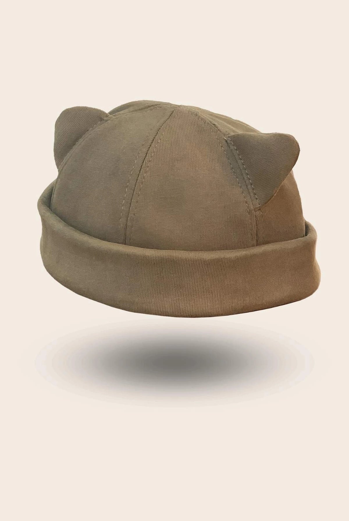 Bonnet docker Chaton vert kaki, packshot vue de profil