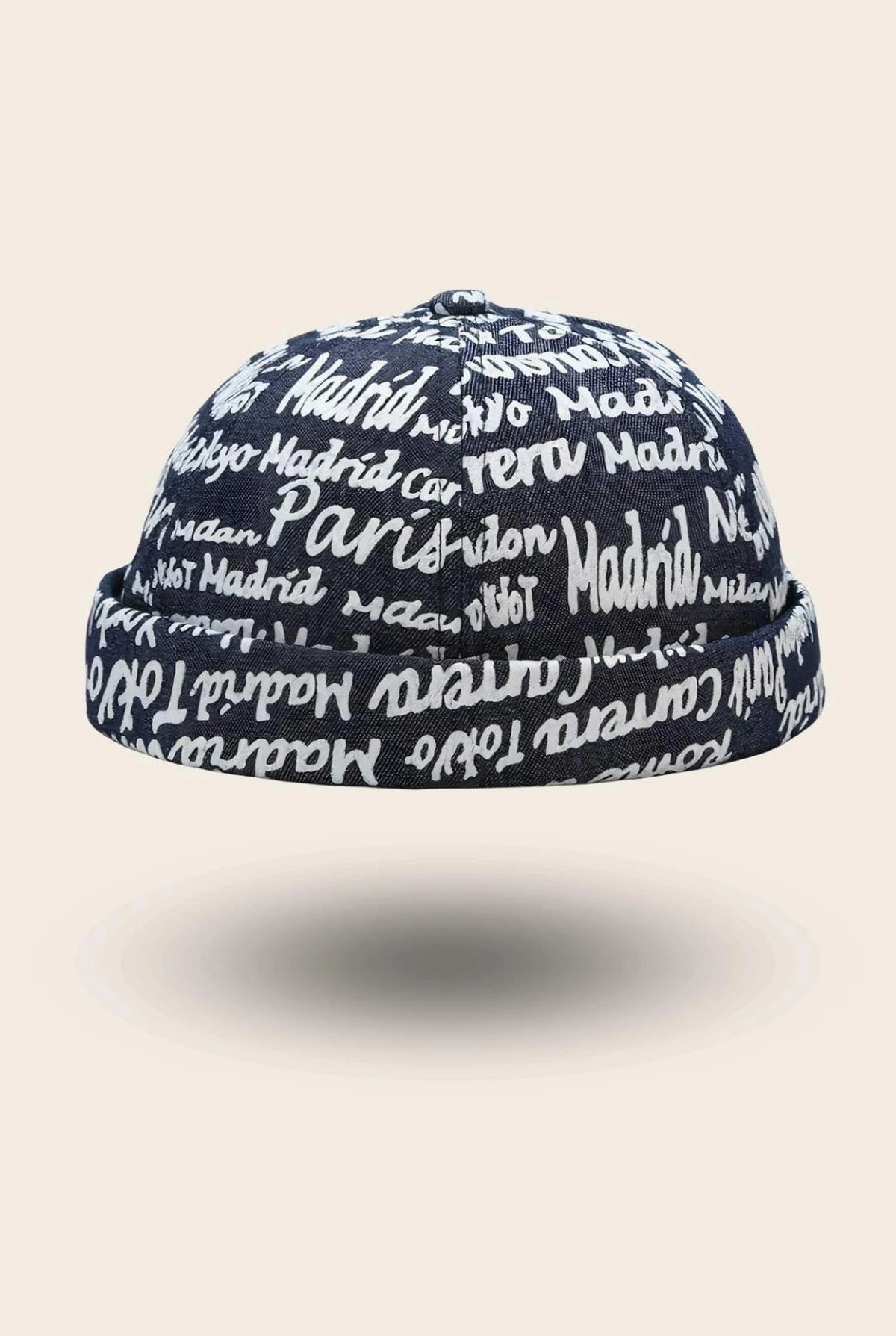 Bonnet docker Cosmopolitain bleu marine, packshot vue de profil