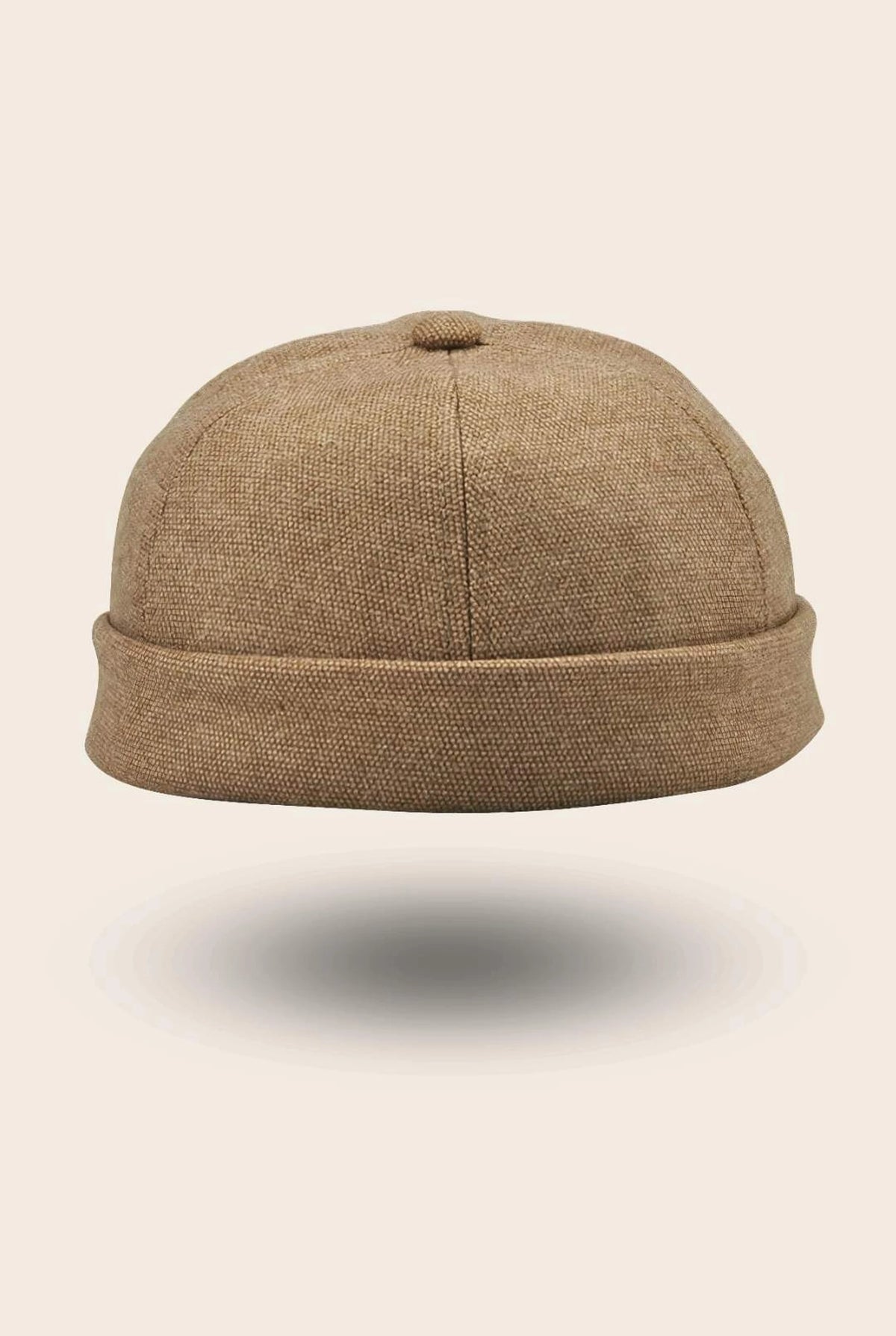 Bonnet docker Coton Piqué beige, packshot vue de profil