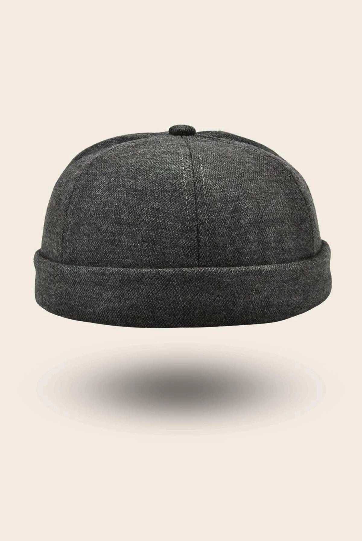 Bonnet docker Coton Piqué gris chiné foncé, packshot vue de profil