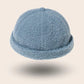 Bonnet docker Effet Laine bleu, packshot vue de profil