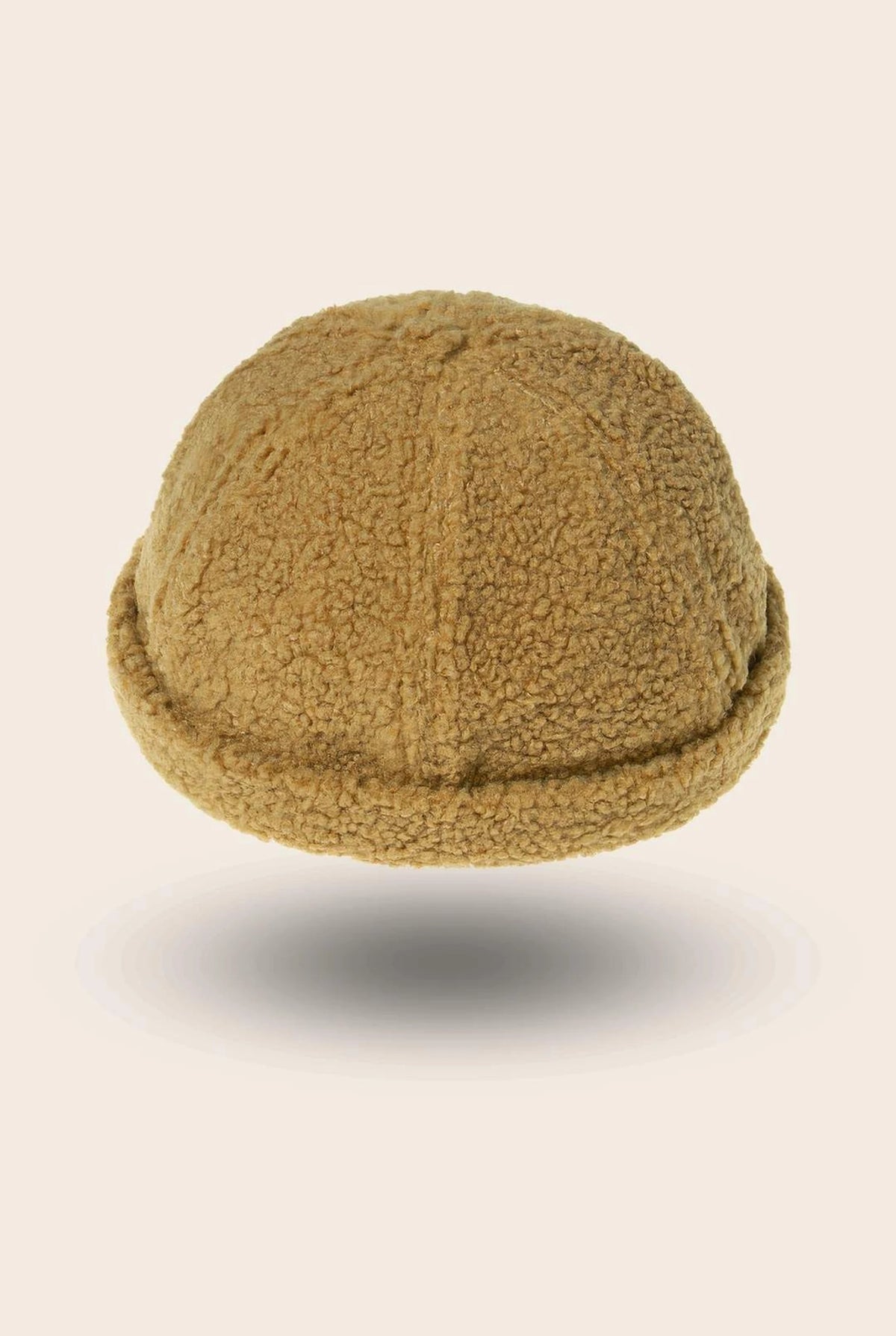 Bonnet docker Effet Laine moutarde, packshot vue de profil