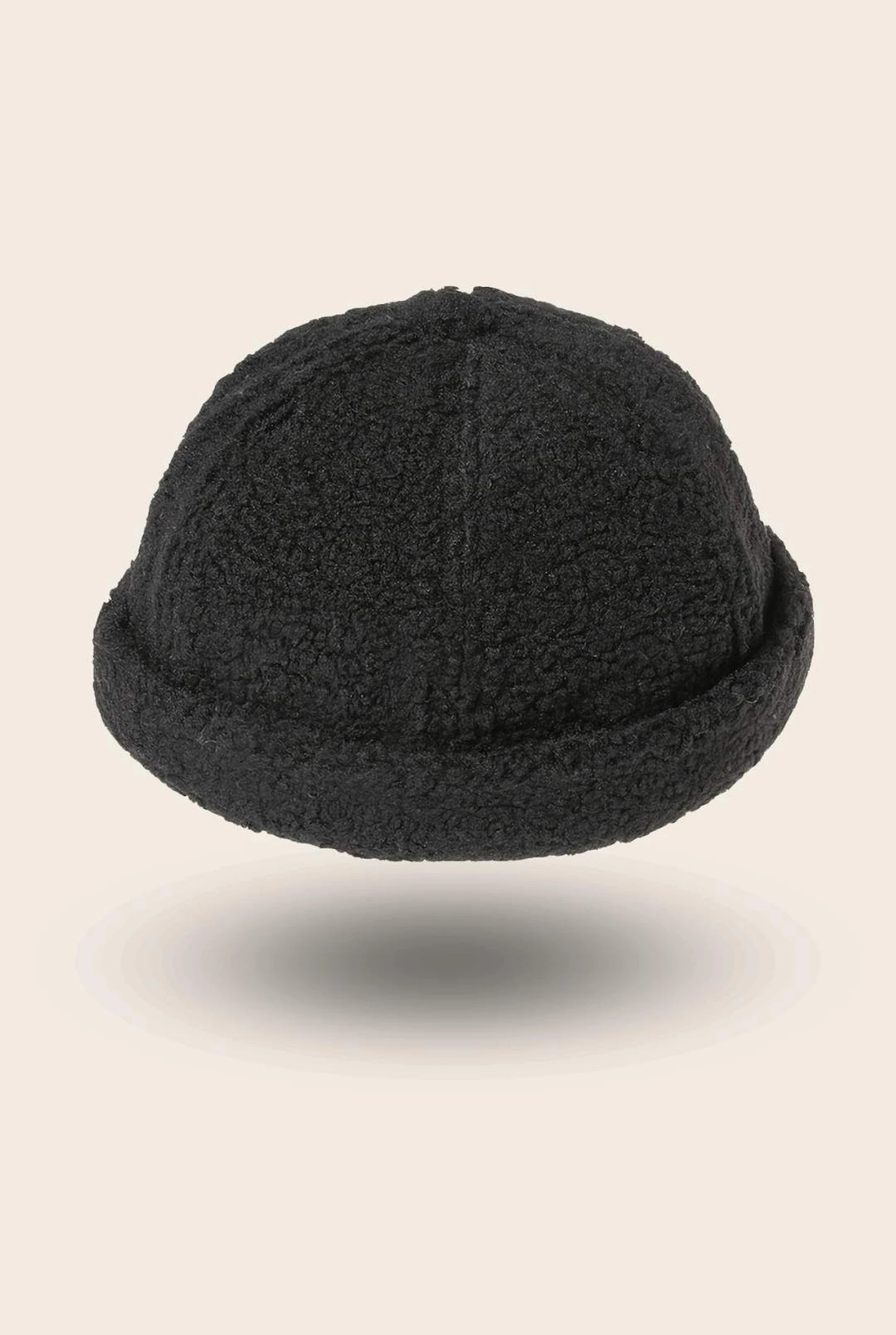 Bonnet docker Effet Laine noir, packshot vue de profil
