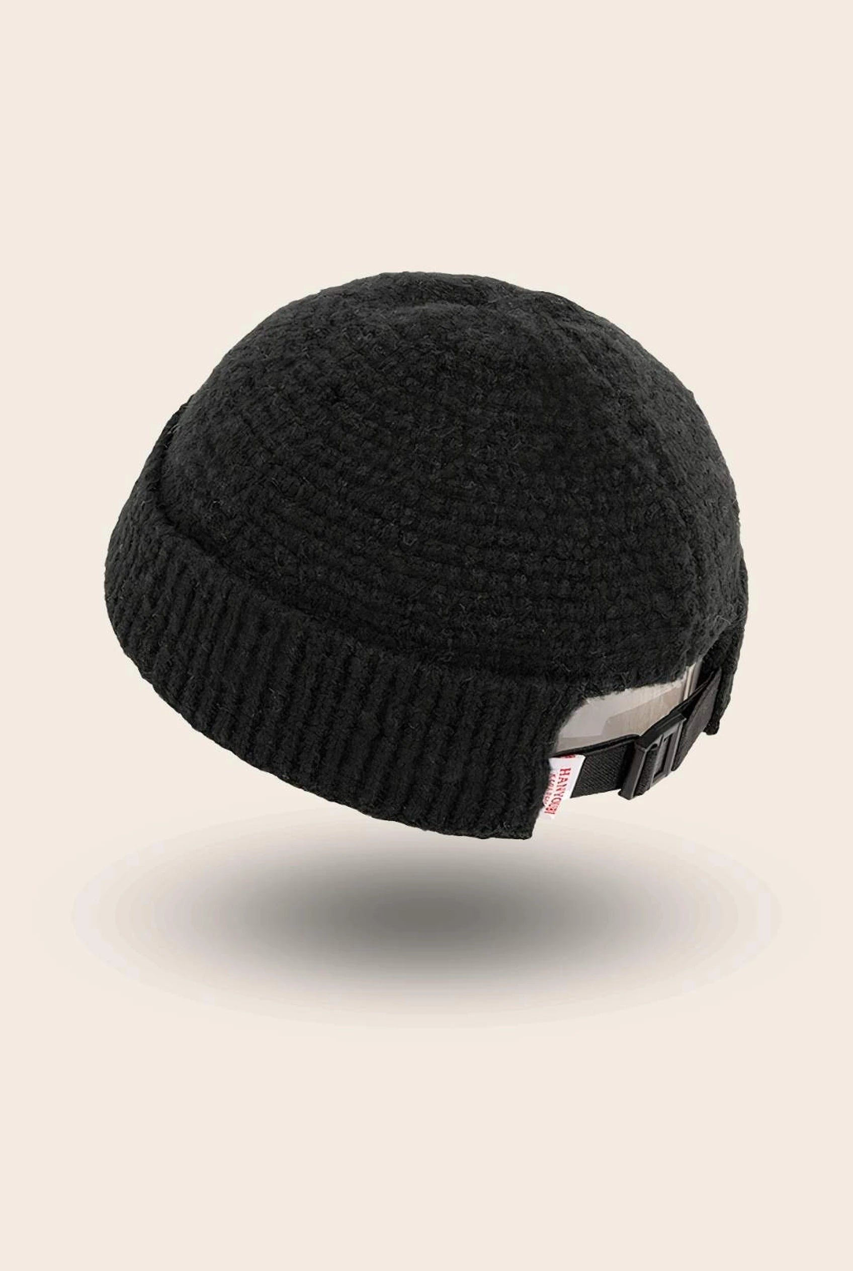 Bonnet docker Grosse Maille noir, packshot vue de profil