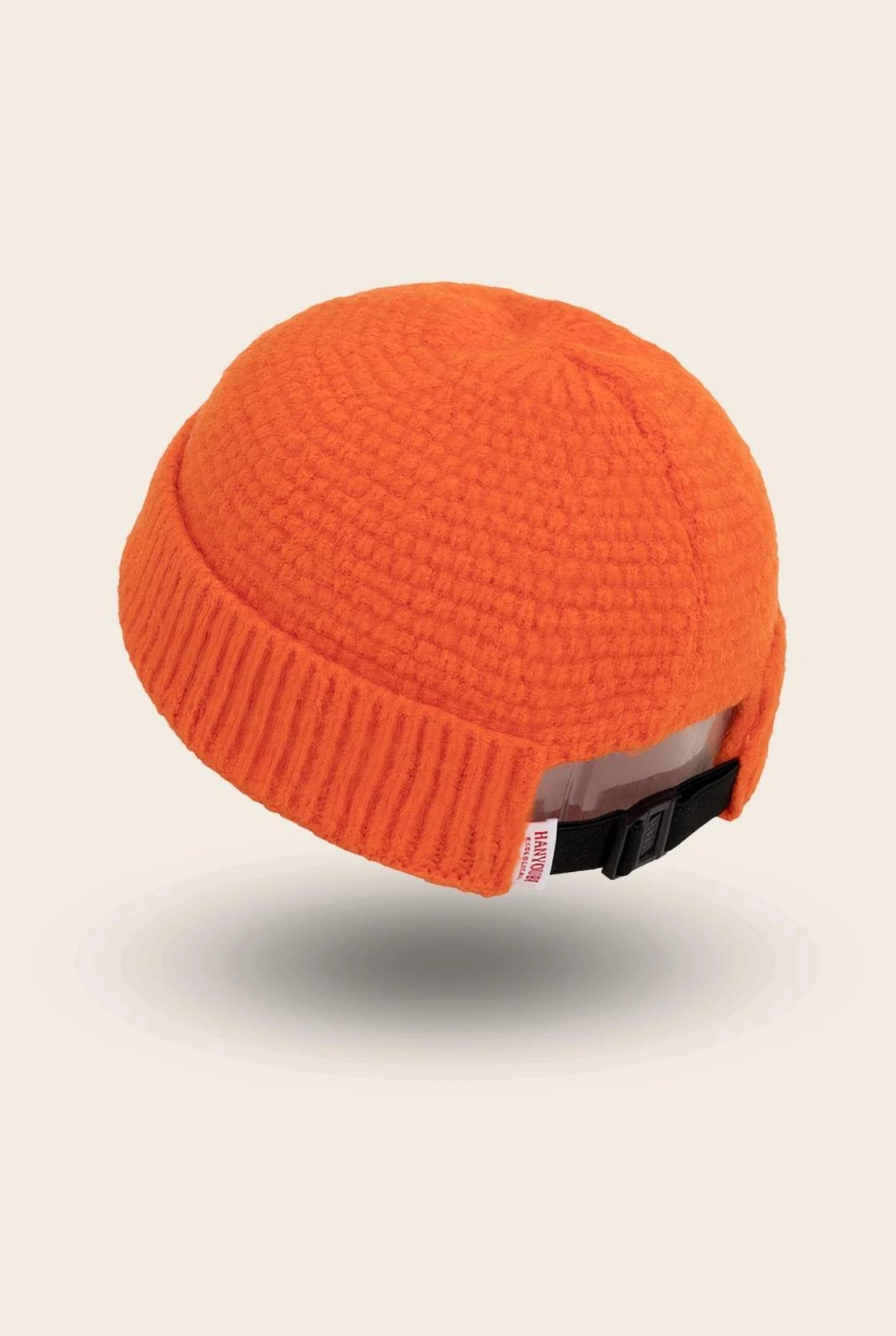 Bonnet docker Grosse Maille orange, packshot vue de profil