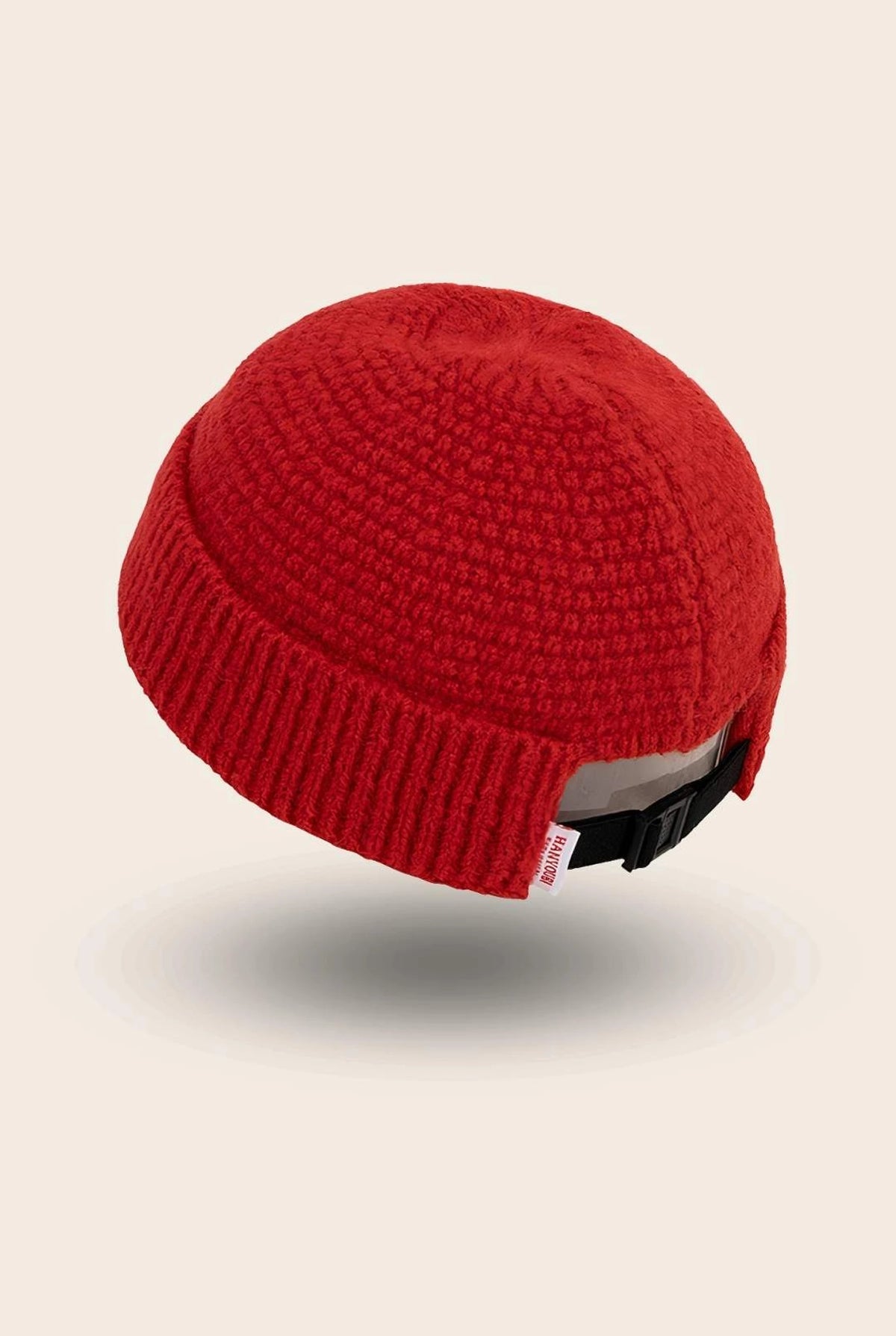 Bonnet docker Grosse Maille rouge, packshot vue de profil