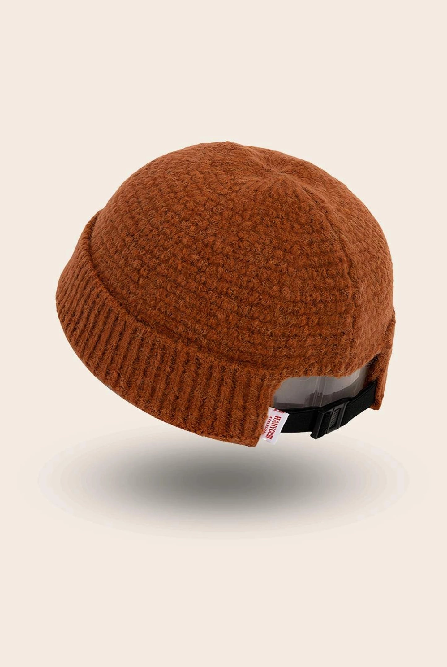 Bonnet docker Grosse Maille marron, packshot vue de profil