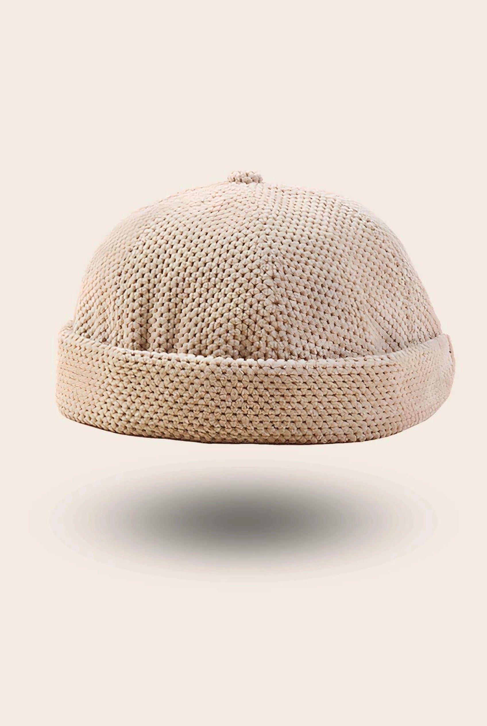 Bonnet docker Polaire tressé beige, packshot vue de profil