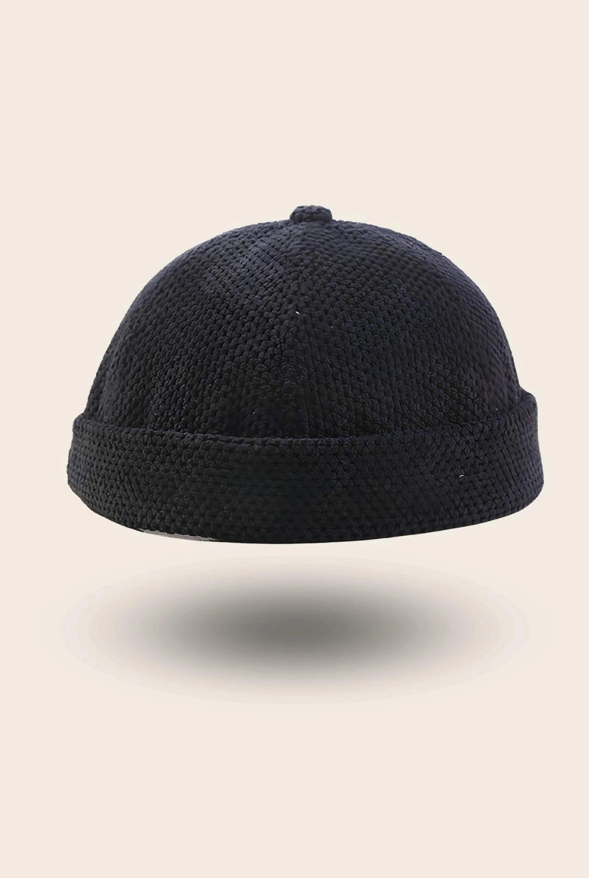 Bonnet docker Polaire tressé noir, packshot vue de profil