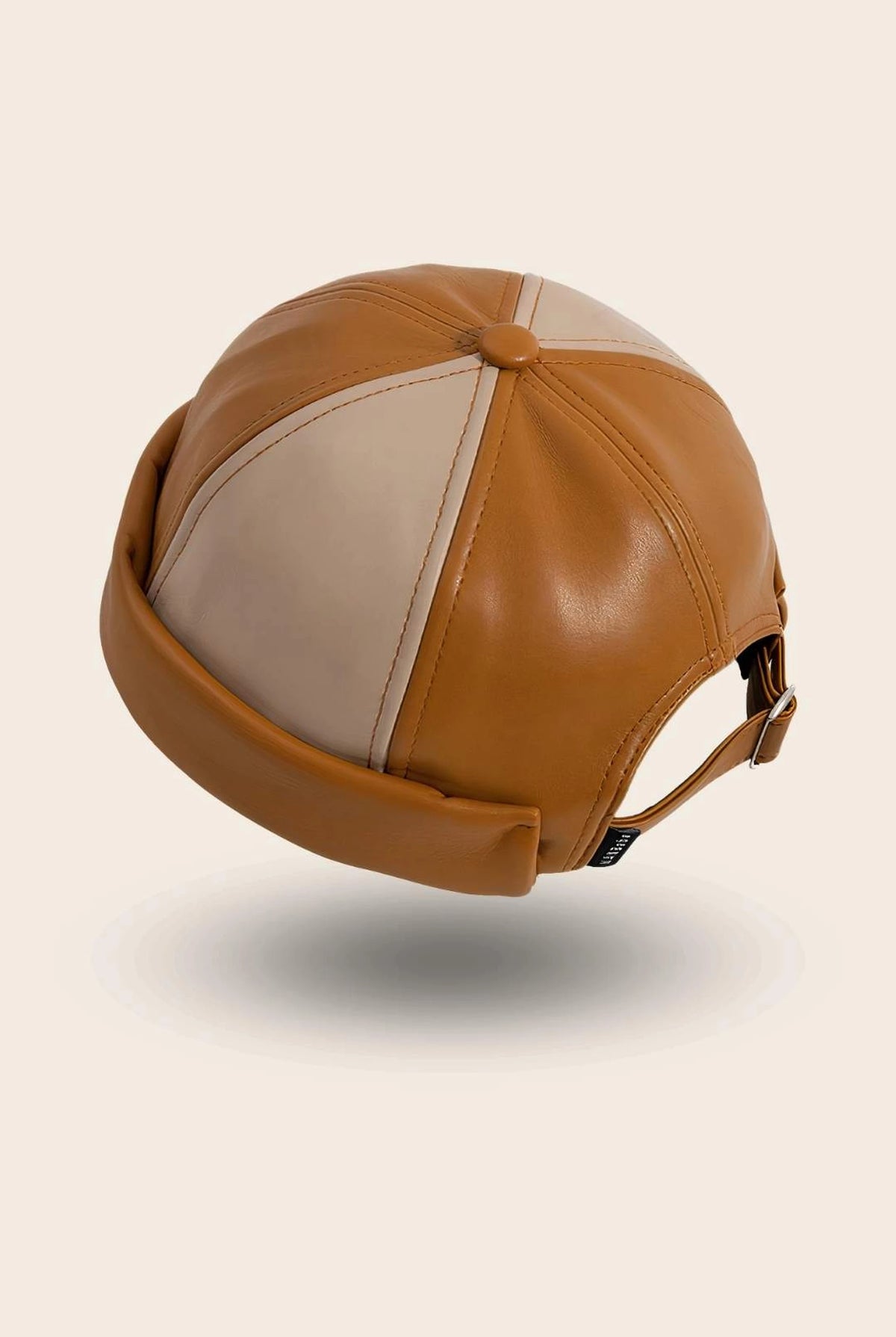 Bonnet docker Rétro camel & crème, packshot vue de profil