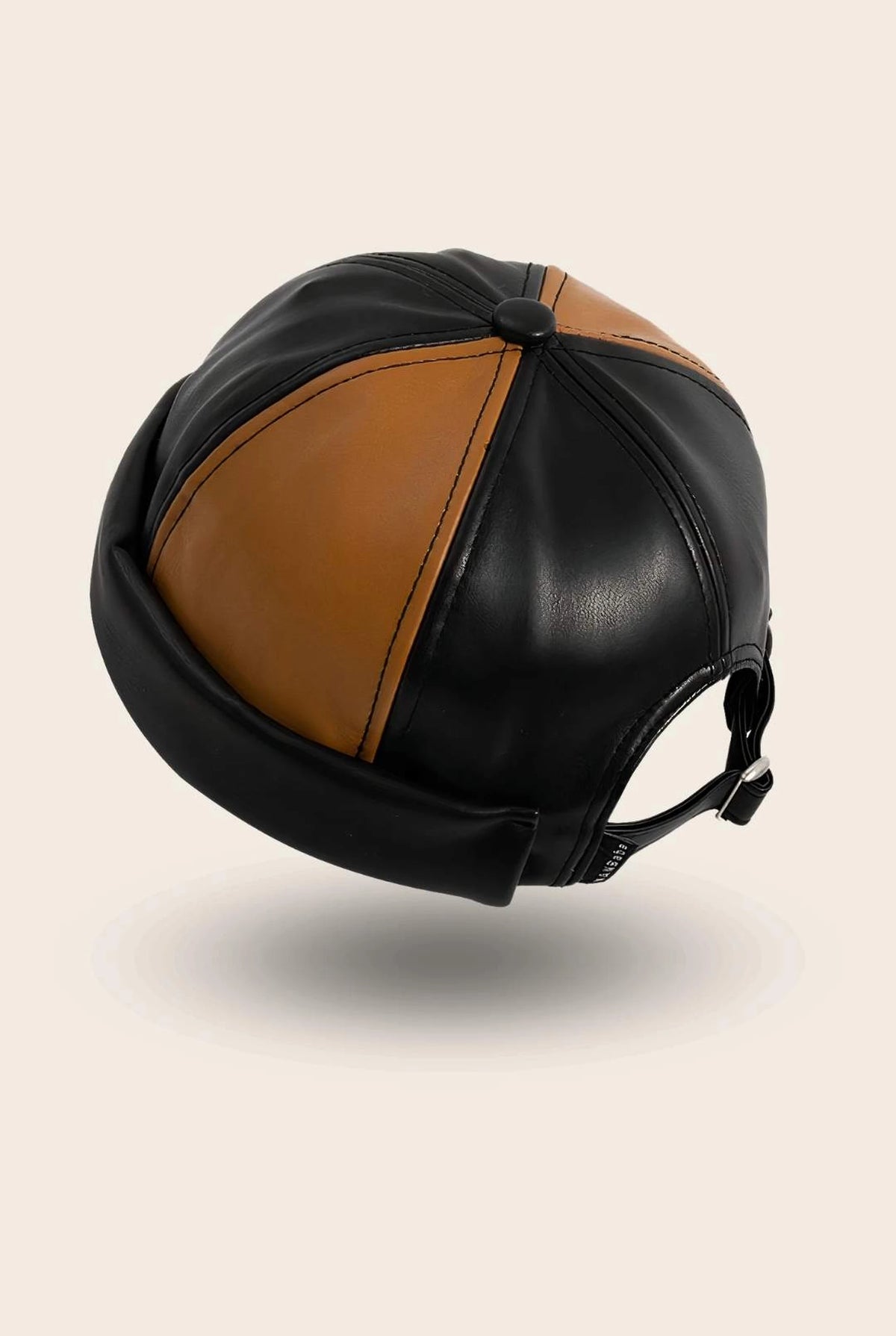 Bonnet docker Rétro noir & camel, packshot vue de profil