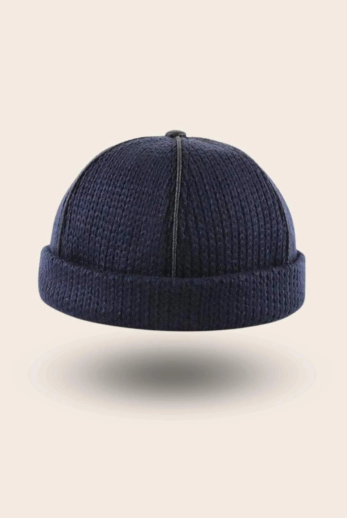Bonnet docker Tricot bleu marine, packshot vue de profil