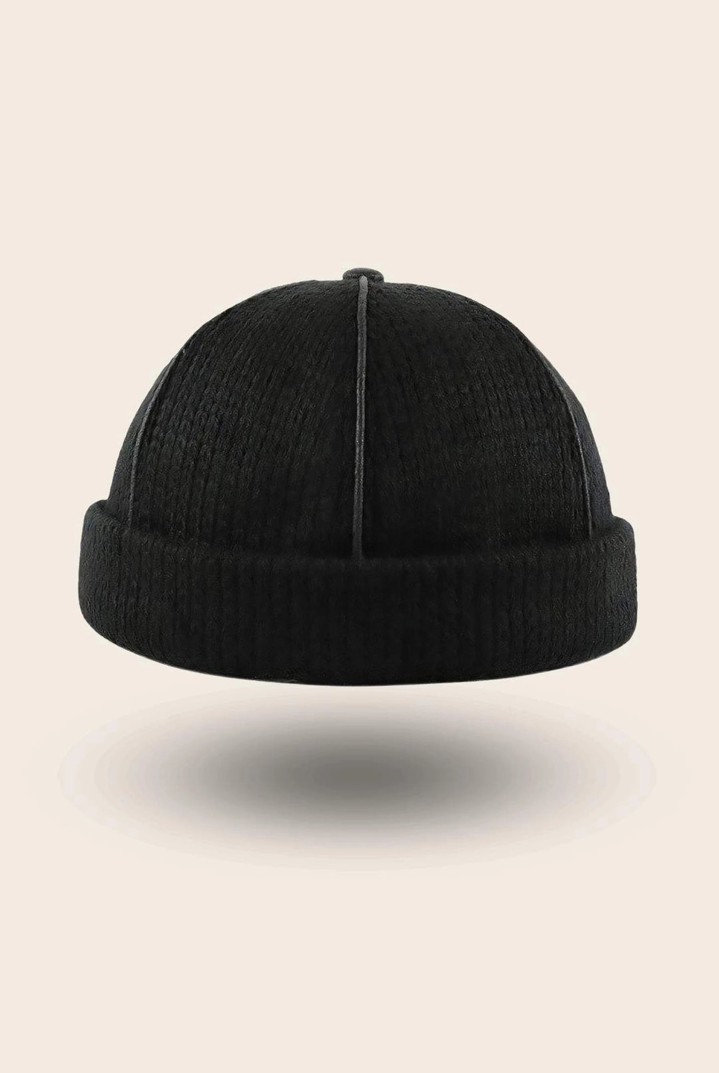 Bonnet docker Tricot noir, packshot vue de profil