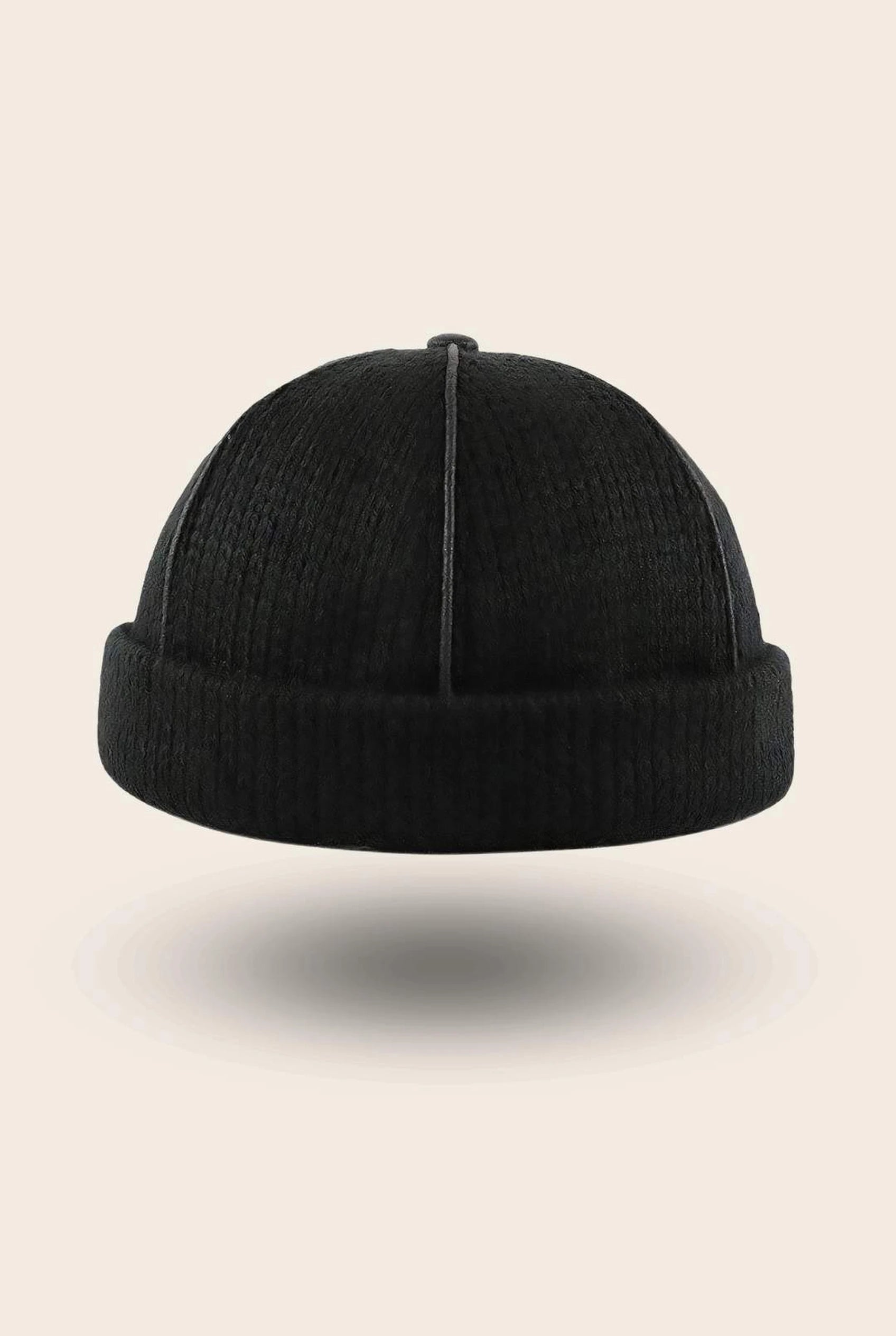 Bonnet docker Tricot noir, packshot vue de profil