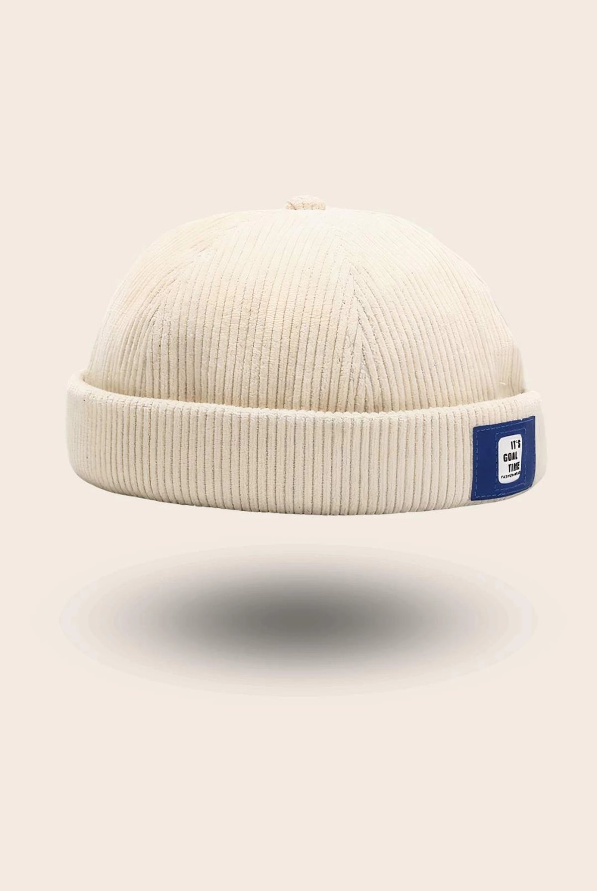 Bonnet docker Velours Retro beige crème, packshot vue de profil