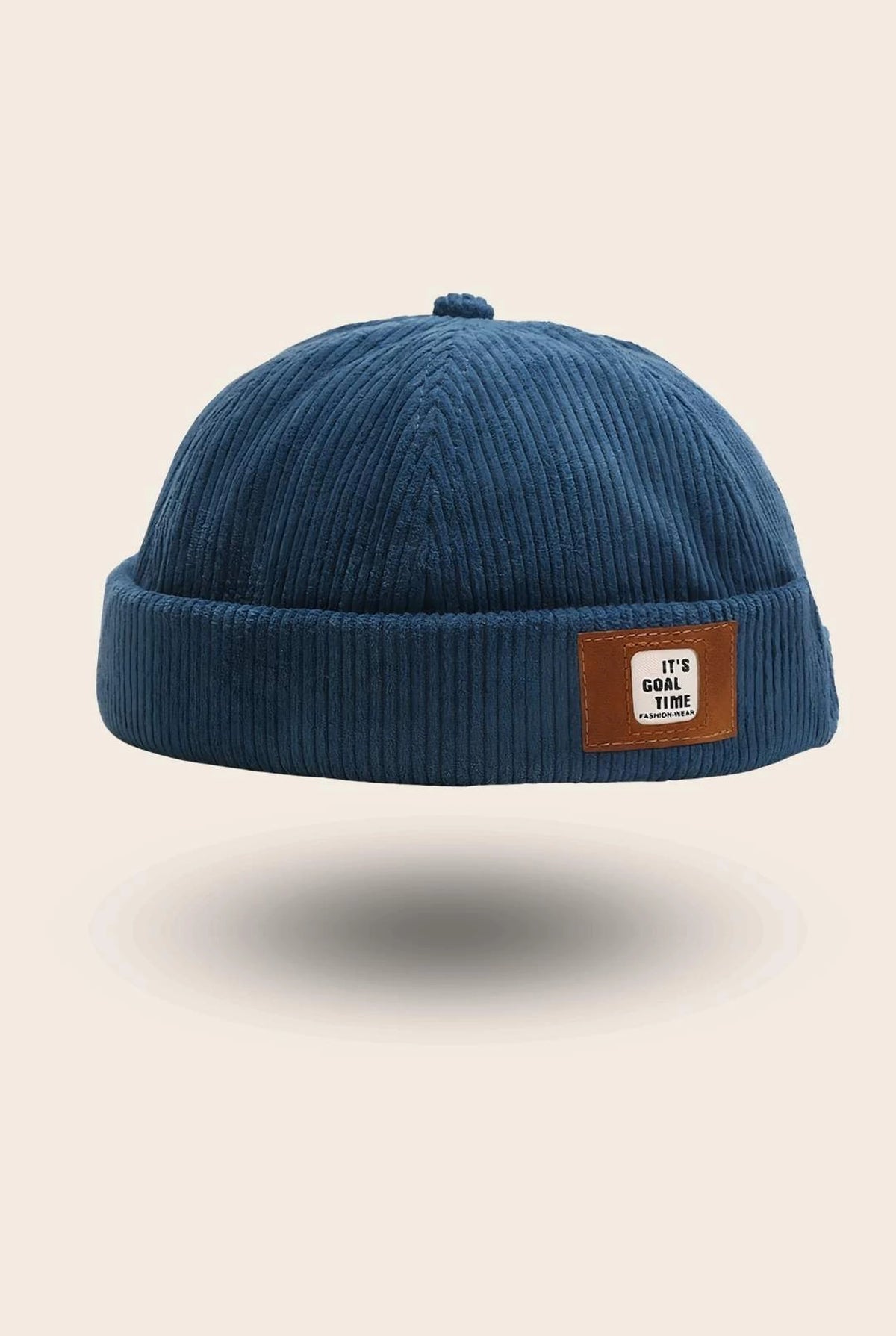 Bonnet docker Velours Retro bleu pétrole, packshot vue de profil