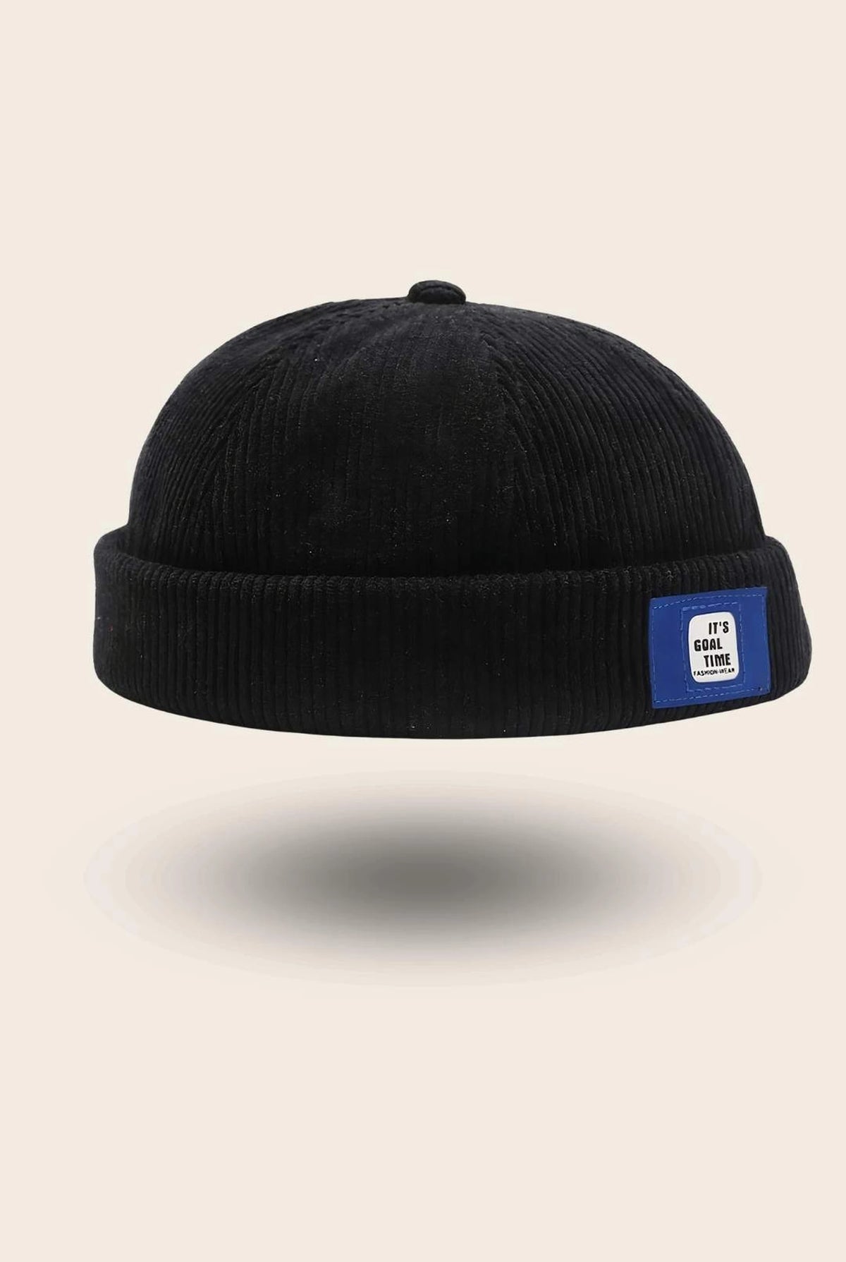 Bonnet docker Velours Retro noir, packshot vue de profil