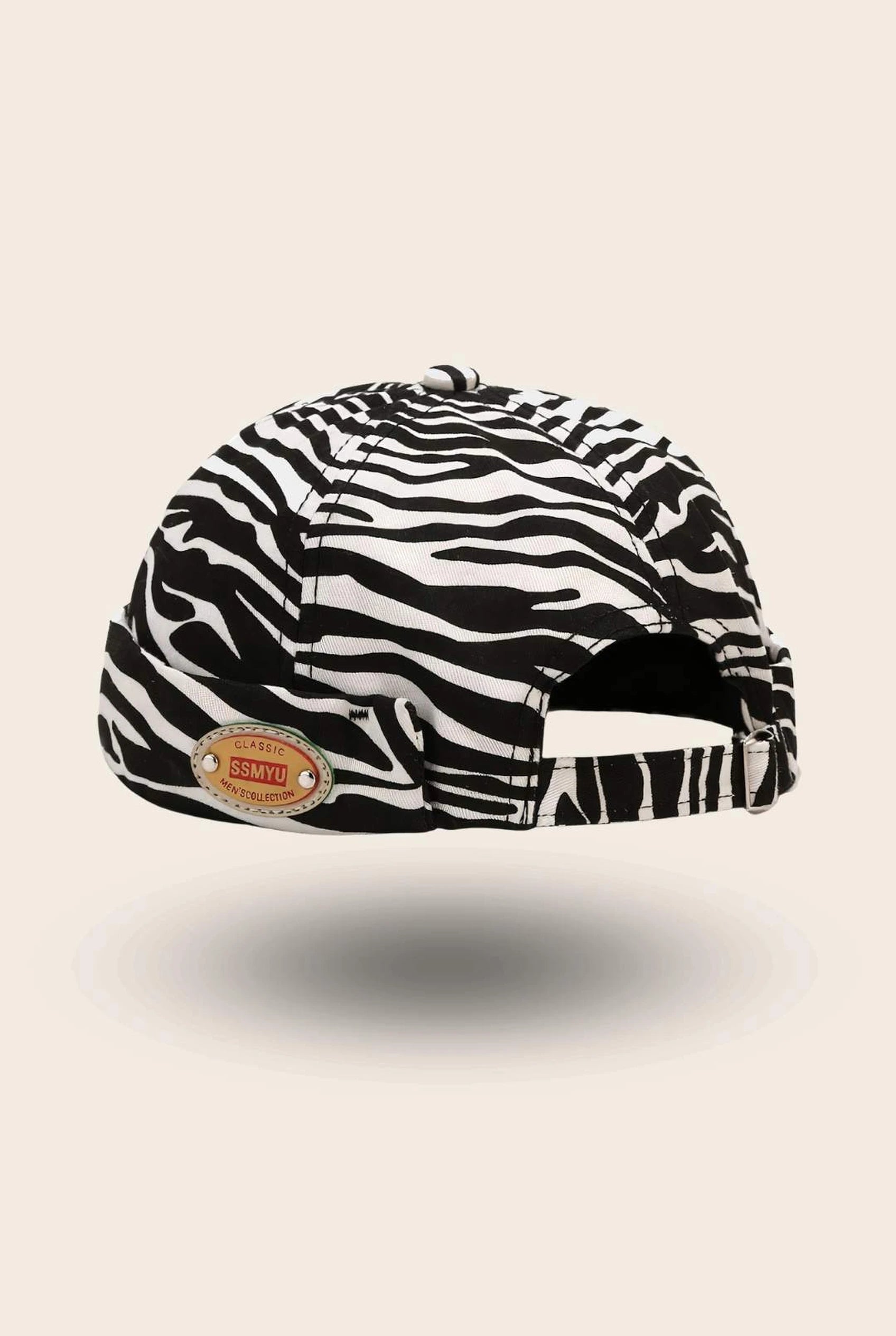 Bonnet docker Zèbre noir, packshot vue de profil