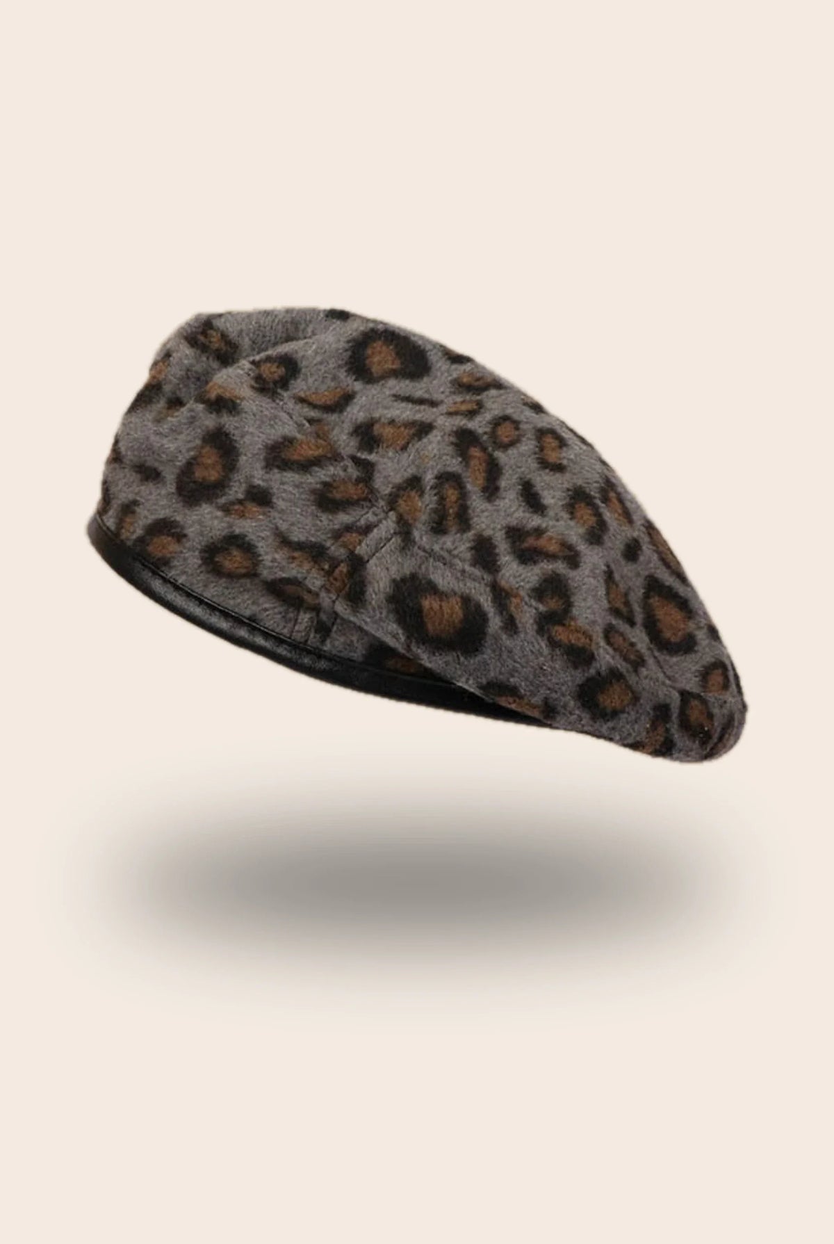 Béret léopard gris foncé