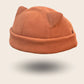 Bonnet Chaton docker terracotta avec oreilles de chat, vue de face