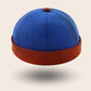 Bonnet docker Bicolore bleu et terracotta, vue de face