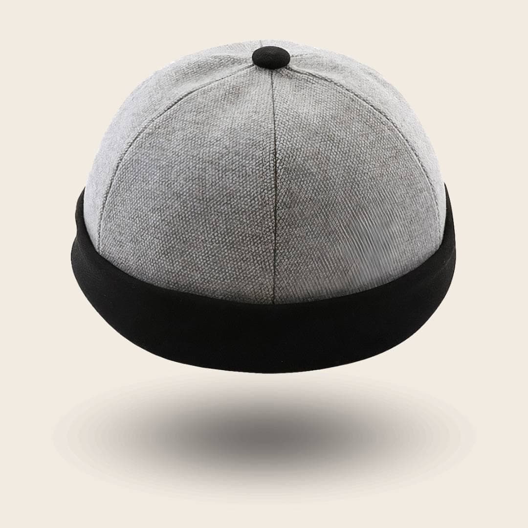 Bonnet docker Bicolore gris et noir, vue de face