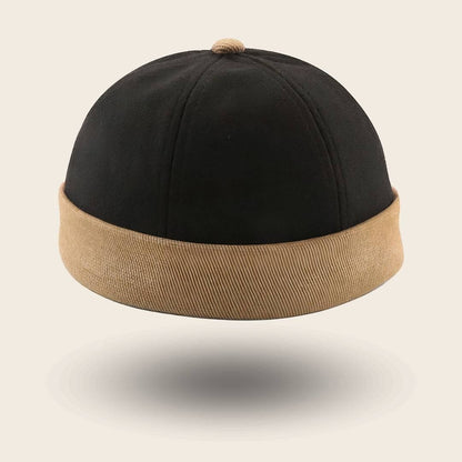 Bonnet docker Bicolore noir et camel, vue de face