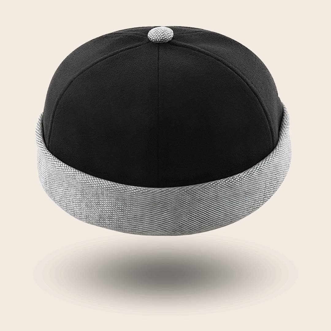 Bonnet docker Bicolore noir et gris, vue de face