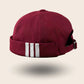 Bonnet docker Breton Rayé bordeaux avec bandes blanches, vue de dos
