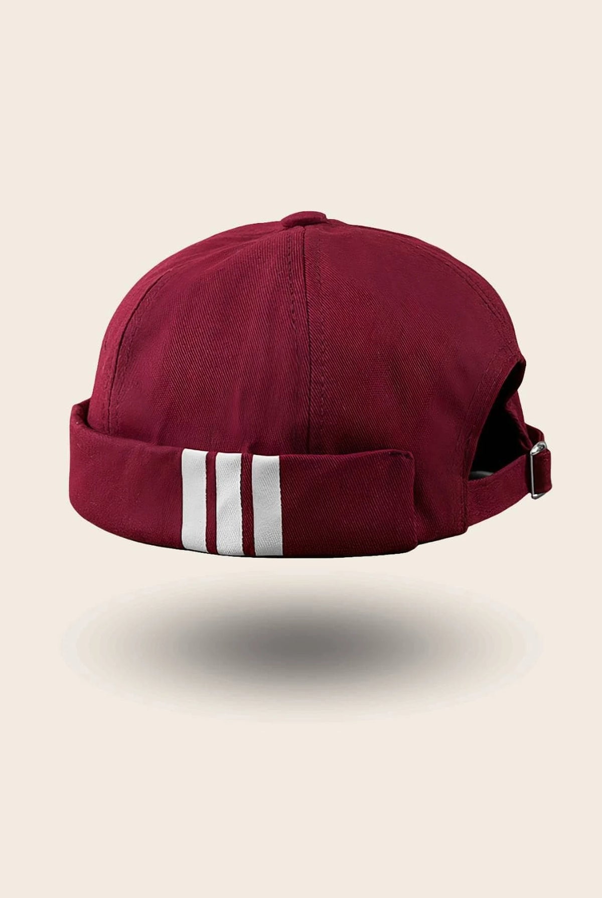 Bonnet docker Breton Rayé bordeaux avec bandes blanches, vue de dos