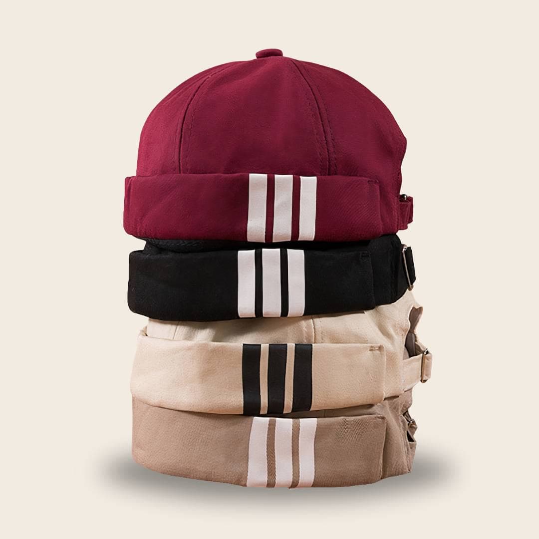 Bonnets docker Breton Rayé empilés en 4 coloris avec bandes