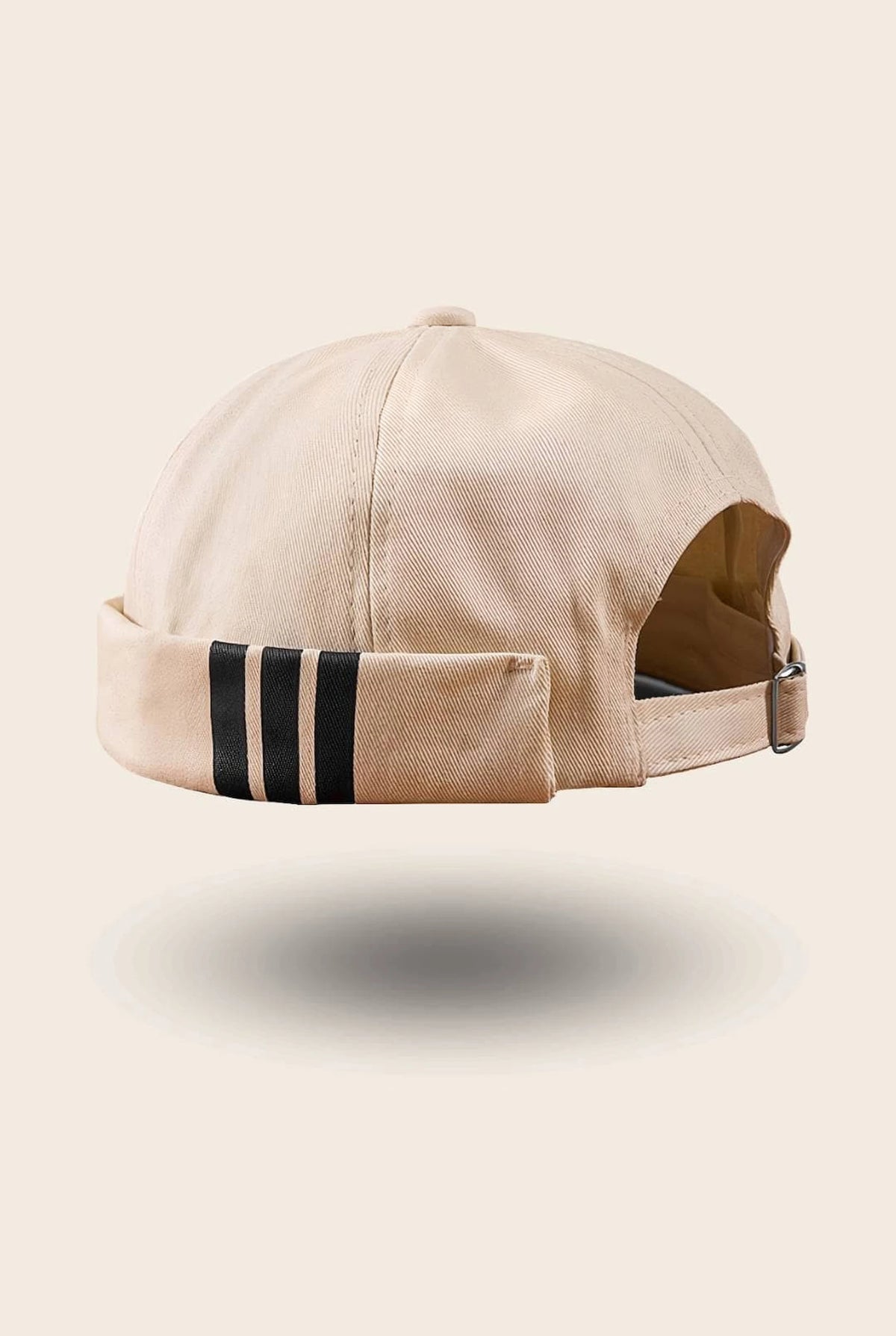 Bonnet docker Breton Rayé écru avec bandes noires, vue de dos