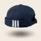 Bonnet docker Breton Rayé bleu marine avec bandes blanches, vue de dos