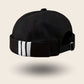 Bonnet docker Breton Rayé noir avec bandes blanches, vue de dos