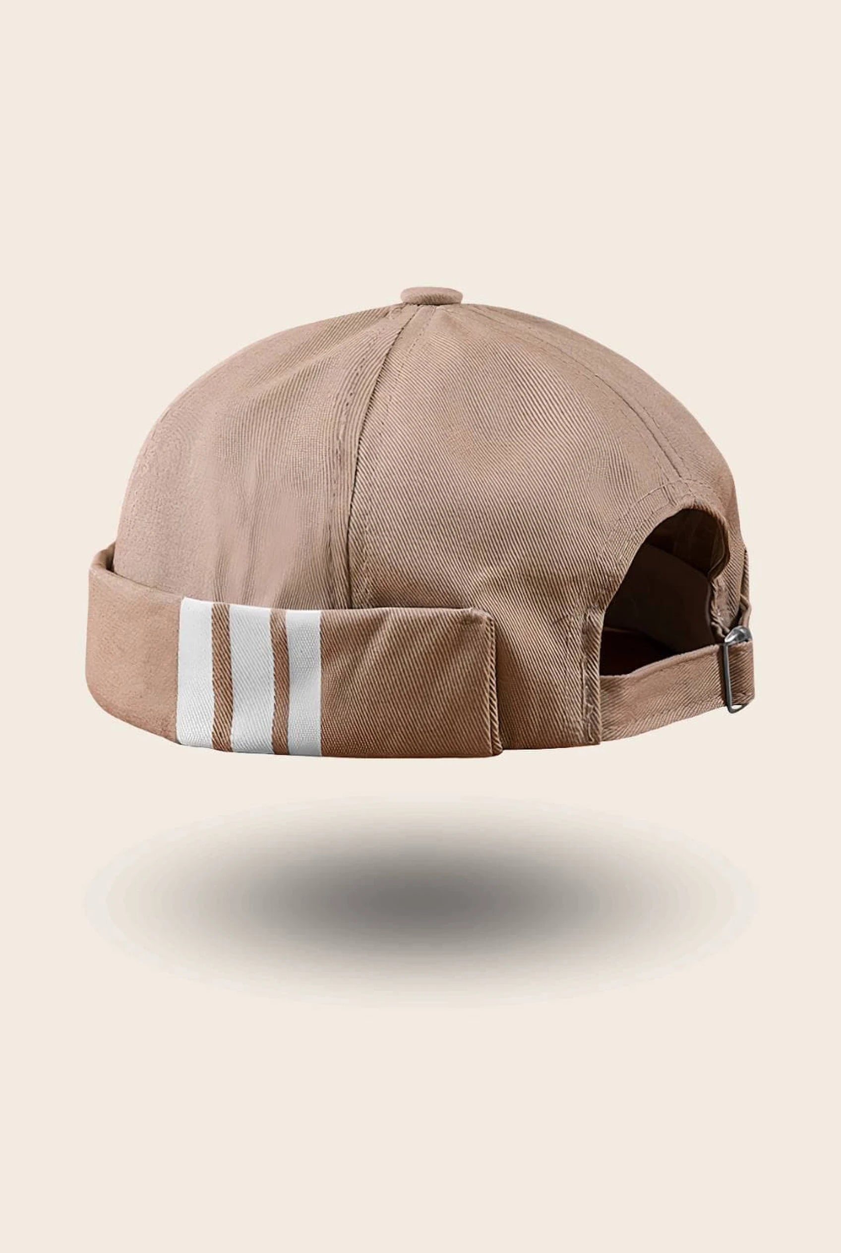 Bonnet docker Breton Rayé taupe avec bandes tricolores, vue de dos