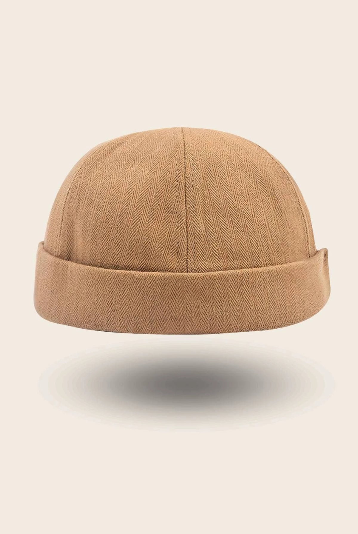 Bonnet docker Tissu Chevron camel à motif chevron, vue de face