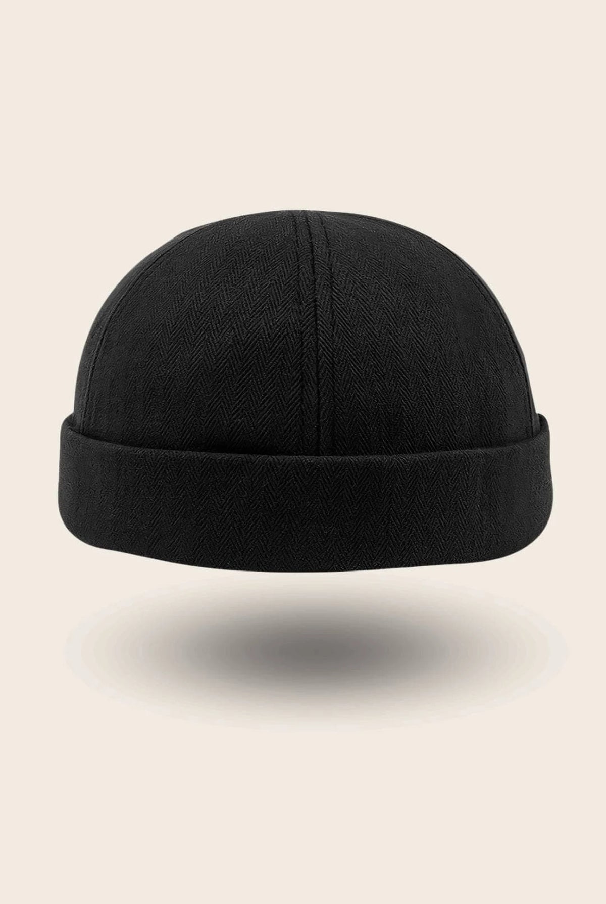 Bonnet docker Tissu Chevron noir à motif chevron, vue de face