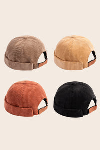 Les 4 coloris du bonnet docker Côtelé : taupe, camel, terracotta et noir