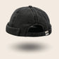 Bonnet docker en coton noir, effet délavé, vue de dos