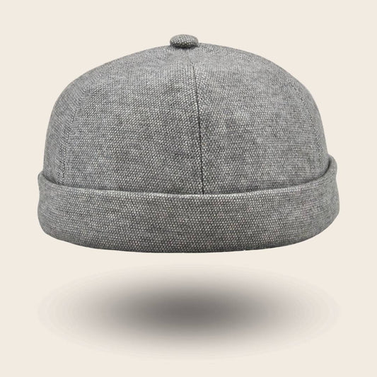 Bonnet docker Coton Piqué gris, texture piquée, vue de face