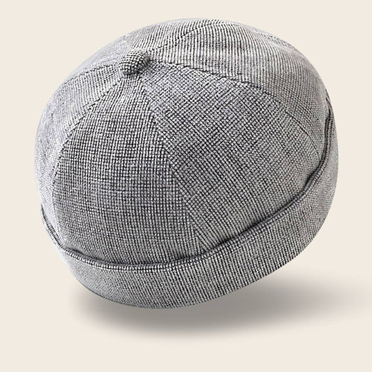 Bonnet docker Design gris en tissu texturé, vue de trois quarts