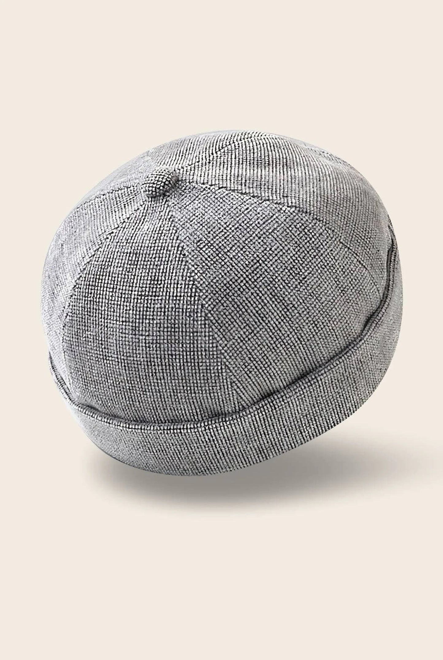 Bonnet docker Design gris en tissu texturé, vue de trois quarts