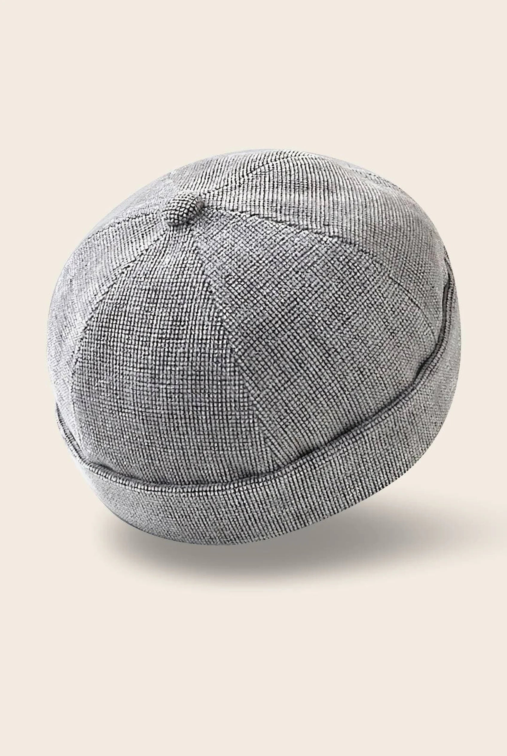Bonnet docker Design gris en tissu texturé, vue de trois quarts