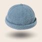 Bonnet docker Effet Laine bleu, texture bouclette, vue de face